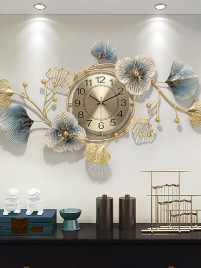 Decorative Metal Wall Clock Floral Design