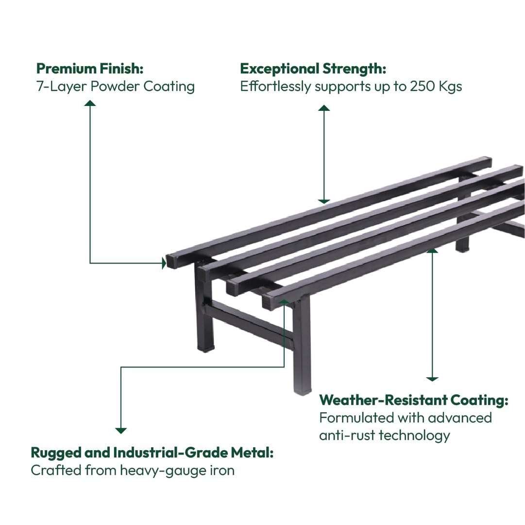Heavy Duty Iron Pot Stand for Balcony, Home Decor, Indoor & Outdoor, Use plant stand supports up to 250kgs (Black) - Image 2
