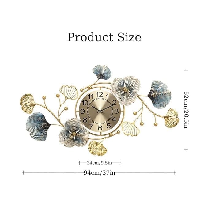 Decorative Metal Wall Clock Floral Design - Image 3