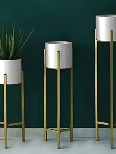 Flower Stands Planter For Living Room Bedroom Display Plant Stand Tall Indoor Plant Stand With Planter Pot - Set Of 3 (White)