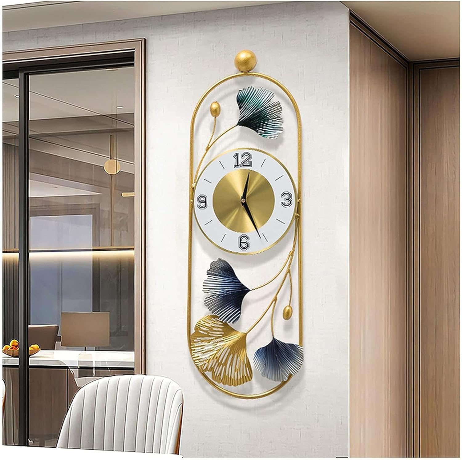 Decorative Metal Wall Clock with Floral Design, for Living Room - Image 4