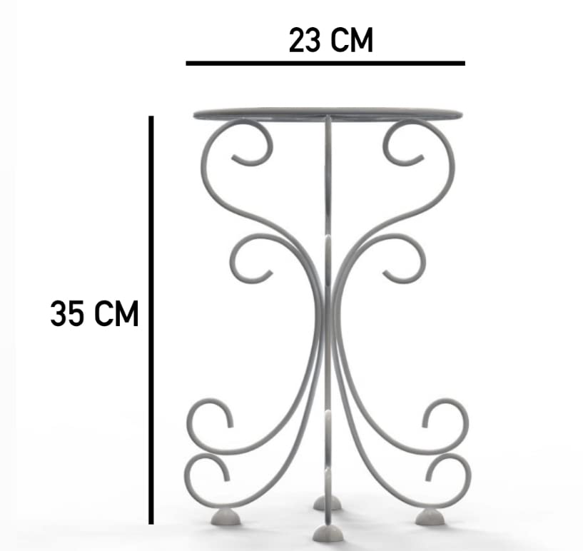 White metal plant stand with durable wrought iron construction