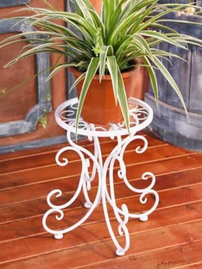 White metal plant stand for indoor and outdoor use