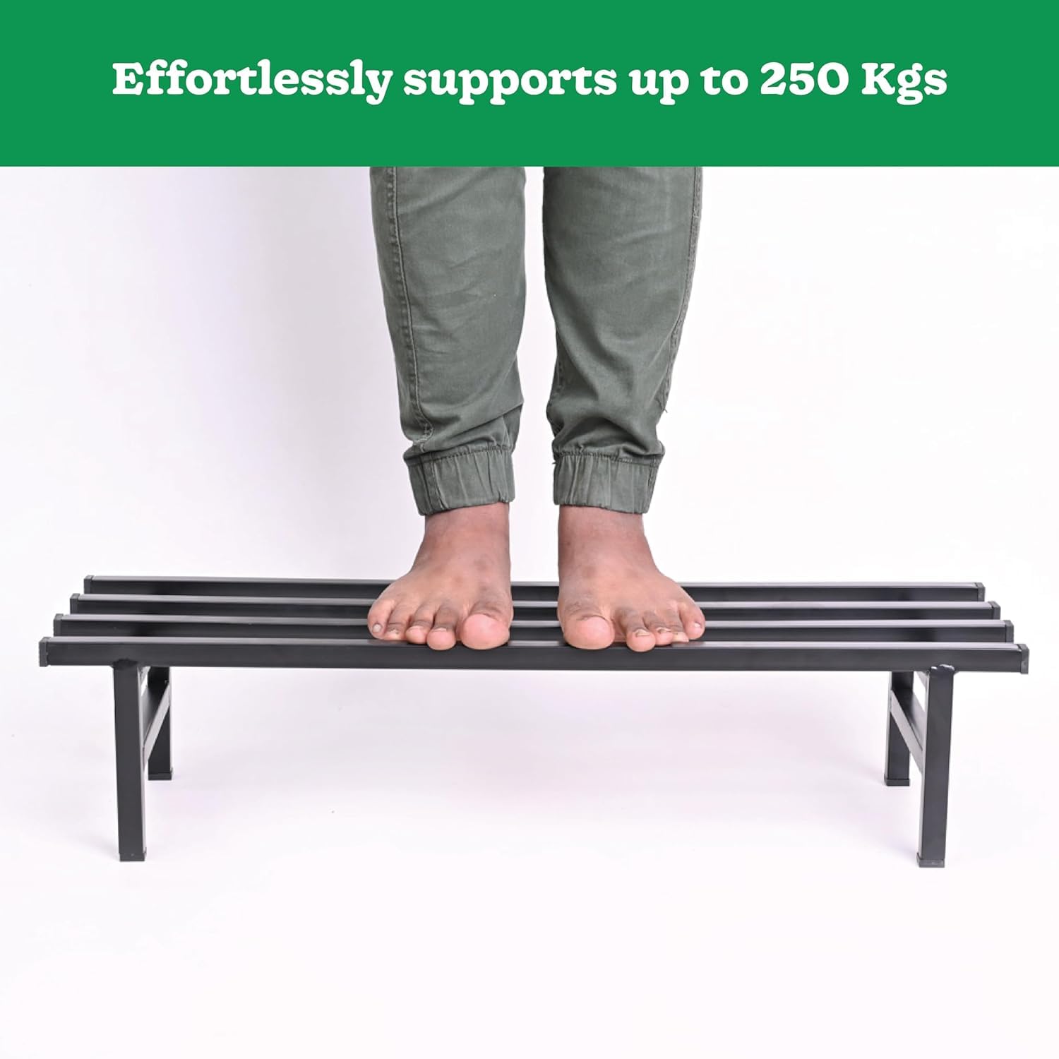 Close-up of black plant stand's iron material