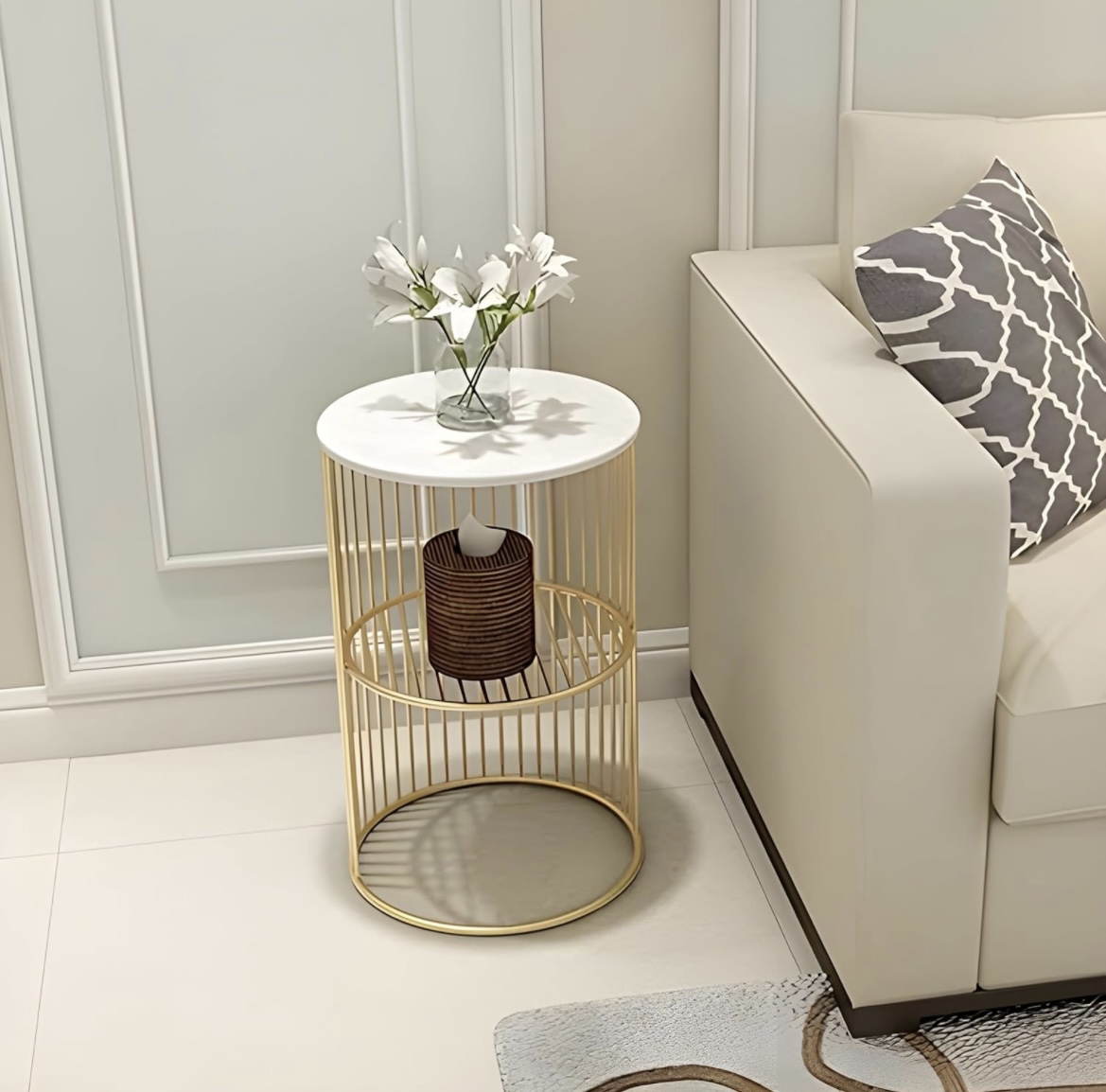 Sleek metal legs of modern side table - Amass Handicrafts