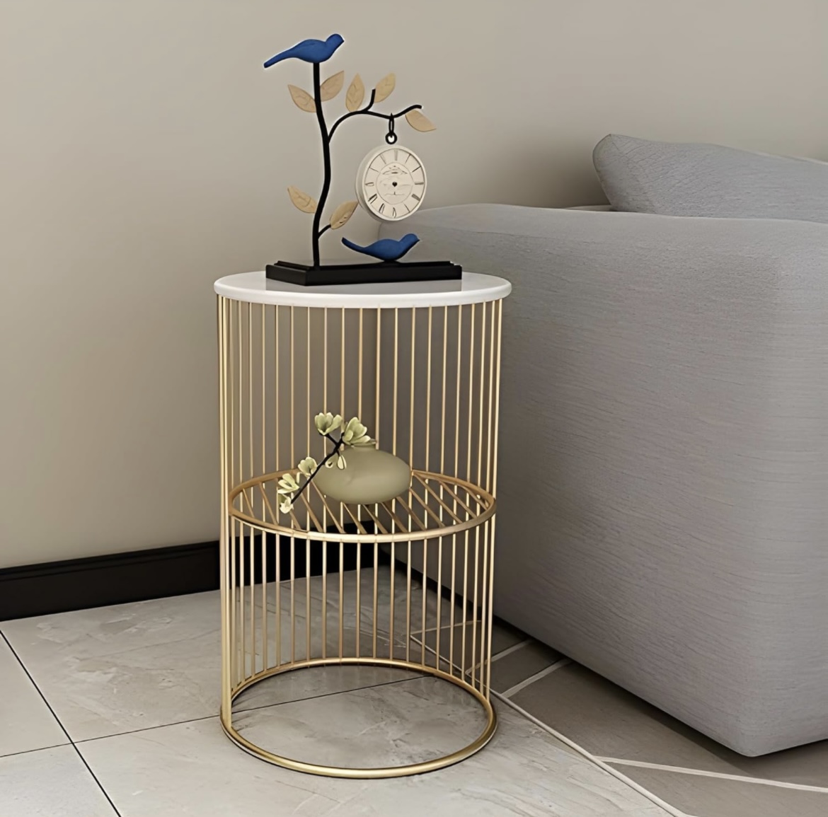 Modern minimalist side table with sleek metal legs and reclaimed wood top - Amass Handicrafts
