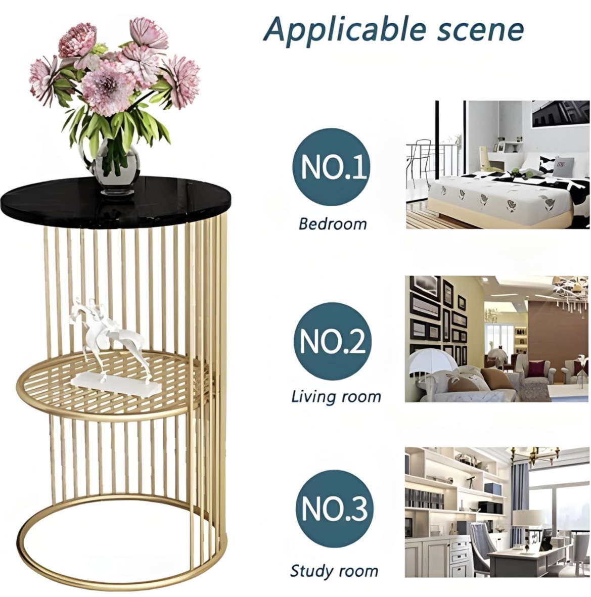 Close-up of modern side table's metal legs and reclaimed wood top - Amass Handicrafts