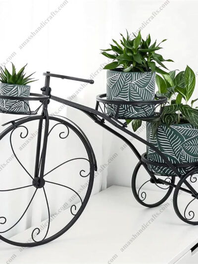 Black Iron Tricycle Planter Stand - 3 Tier Flower Pot Holder