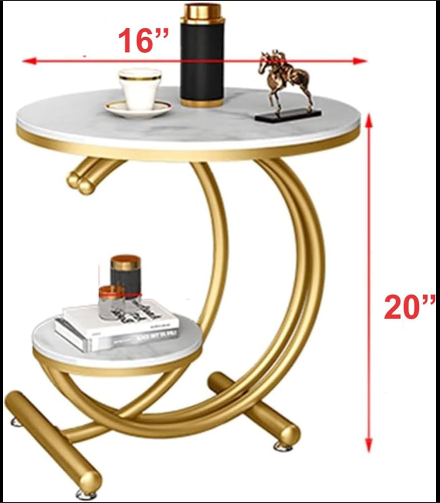2-Tier End , Small Accent Side Table with C-Shaped Frame Both Indoors and Outside, The Sofa, Bedside Table, Bedroom, and Living Room are utilized. - Image 5