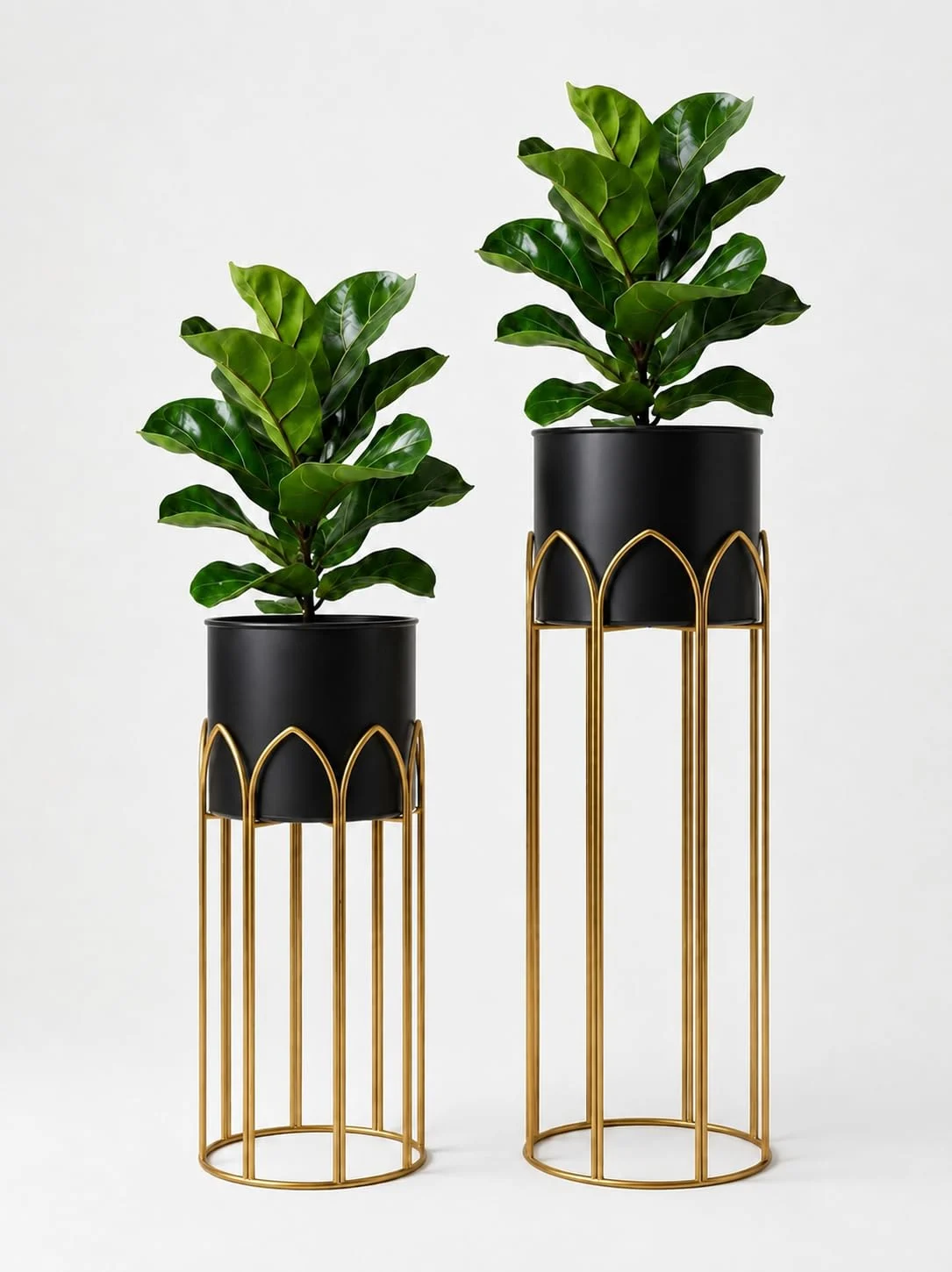 Modern, Stylish Metal Planter with Stand for Indoor & Outdoor Plants | Tall Plant Pot for Balcony, Living Room, Garden | Decorative Floor Flower Pot with Stand Set of 2 (Black) - Image 8