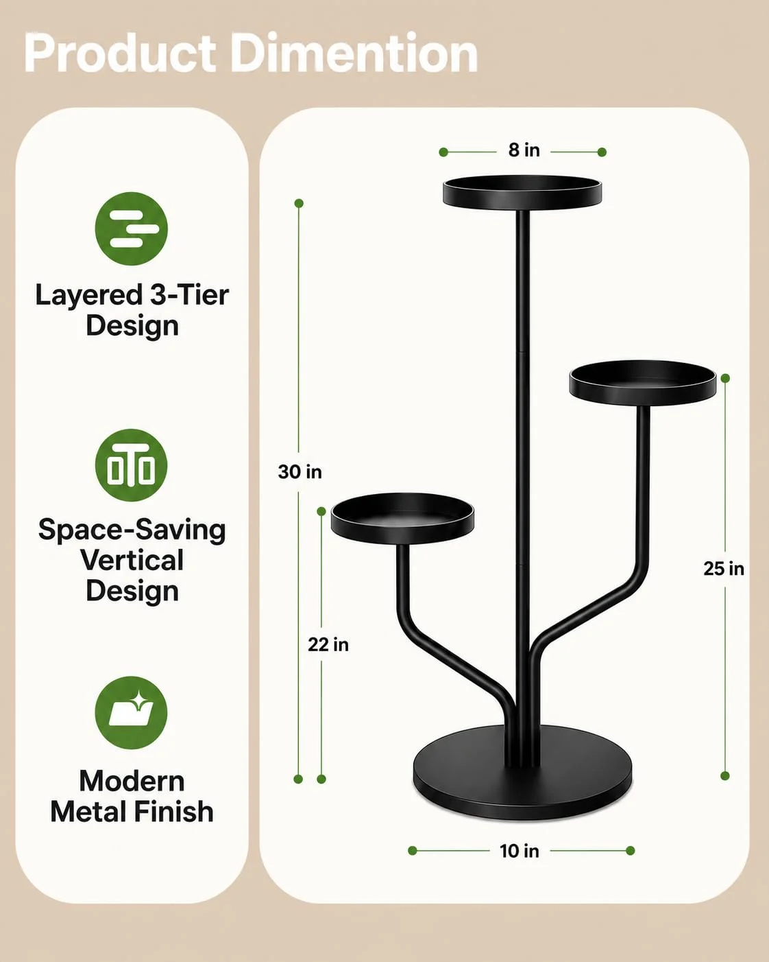 3 Tier Metal Plant Stand for Indoor & Outdoor Plants | Heavy Duty Iron Flower Pot Stand | Space-Saving Vertical Planter Stand for Living Room, Balcony, Garden, Patio, Office & Home Decor - Image 6