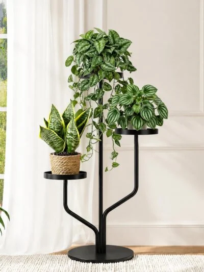 3 Tier Metal Plant Stand for Indoor & Outdoor Plants | Heavy Duty Iron Flower Pot Stand | Space-Saving Vertical Planter Stand for Living Room, Balcony, Garden, Patio, Office & Home Decor