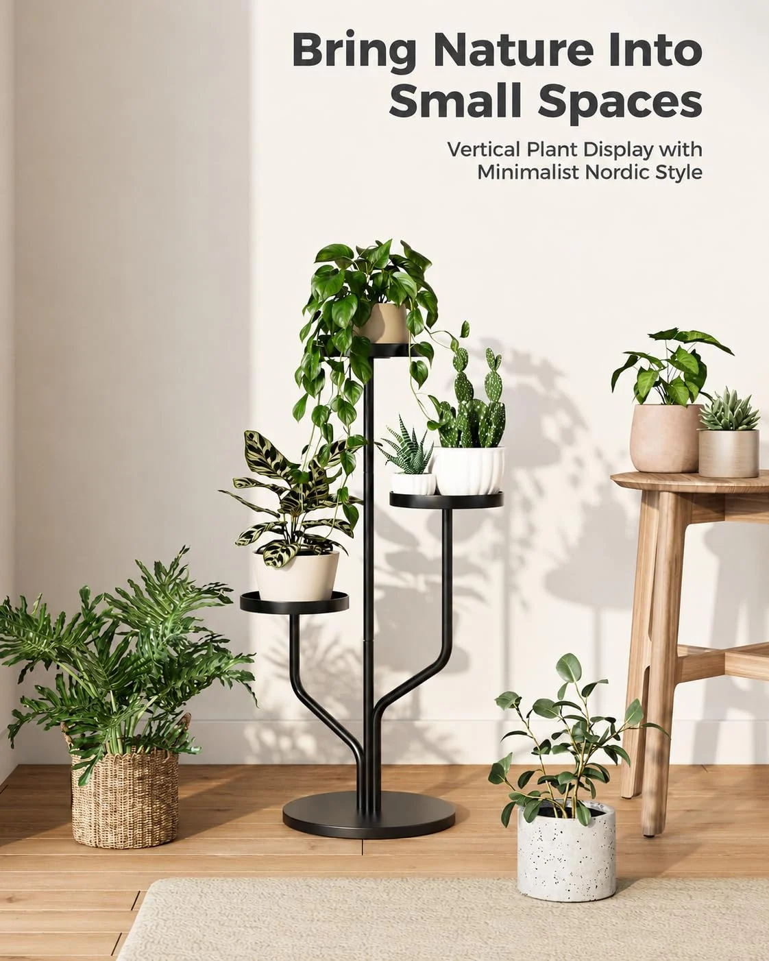 3 Tier Metal Plant Stand for Indoor & Outdoor Plants | Heavy Duty Iron Flower Pot Stand | Space-Saving Vertical Planter Stand for Living Room, Balcony, Garden, Patio, Office & Home Decor - Image 2