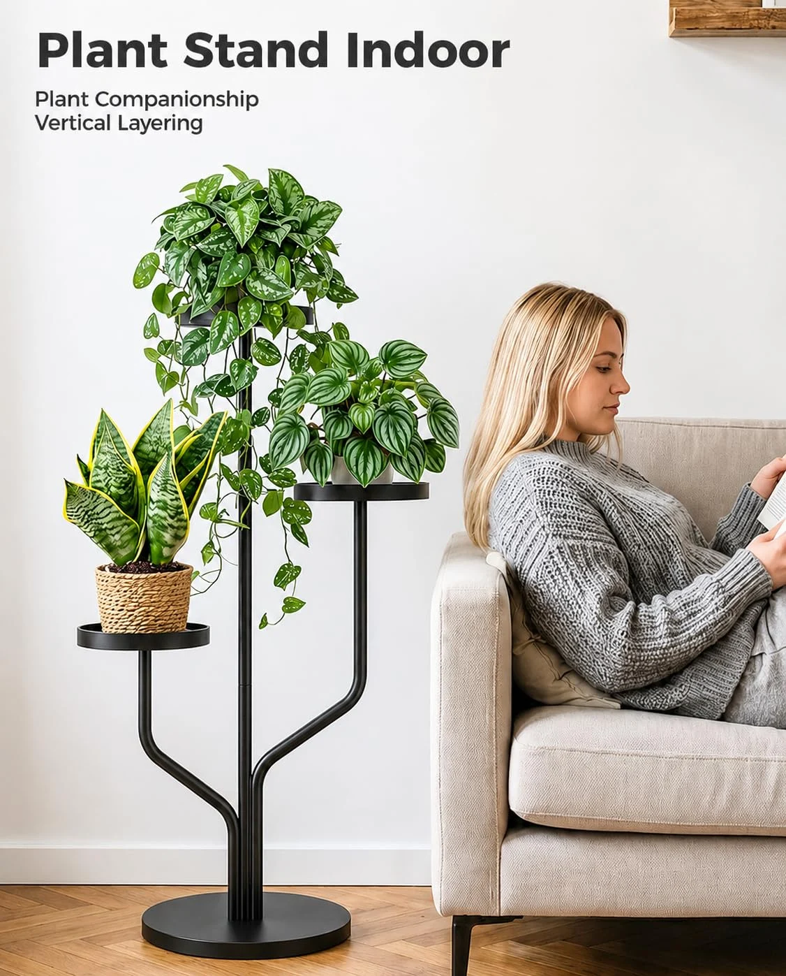 3 Tier Metal Plant Stand for Indoor & Outdoor Plants | Heavy Duty Iron Flower Pot Stand | Space-Saving Vertical Planter Stand for Living Room, Balcony, Garden, Patio, Office & Home Decor - Image 5
